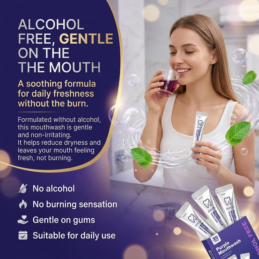 Teeth Whitening Mouthwash - Paarse mondspoelmiddel voor het reinigen van