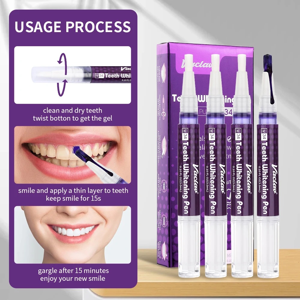 Vaclav V34 paarse tandbleekgel - Teeth Whitening Pens recensie en prijs